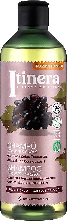 Шампунь для локонов и блеска с красным тосканским виноградом - Itinera Tuscan Red Grapes Shampoo — фото N1