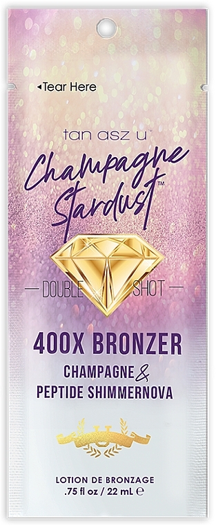 Лосьон для автозагара с шиммером, с увлажняющим и питательным эффектом - Tan Asz U Double Shot Champagne Stardust 400X Bronzer (пробник) — фото N1