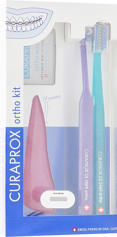 Набір "Ortho Kit" - Curaprox (brush/1pcs + brushes 07,14,18/3pcs + UHS/1pcs + orthod/wax/1pcs + box) — фото N1