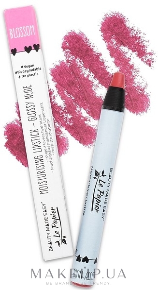 Увлажняющая помада-карандаш для губ - Beauty Made Easy Le Papier Moisturizing Lipstick Glossy Nudes — фото Blossom