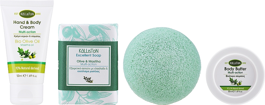 Набор - Kalliston Gift Box Mastiha (body/cr/50ml + b/butter/50ml + soap/100g + sponge) — фото N2