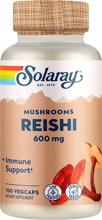 Пищевая добавка "Грибы рейши", 600mg - Solaray Reishi Mushroom — фото N1