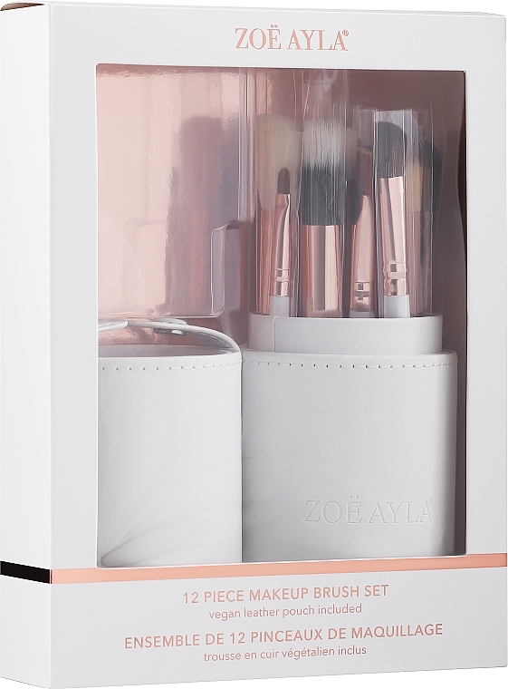 Набір пензлів для макіяжу в футлярі, 12 шт. - Zoe Ayla Cosmetics Professional Brush Set — фото N1
