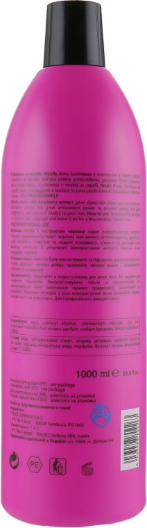 Бальзам для фарбованого волосся, з екстрактом чорниці - Mirella Professional HAIR FACTOR Balm with Blueberry Extract — фото N3