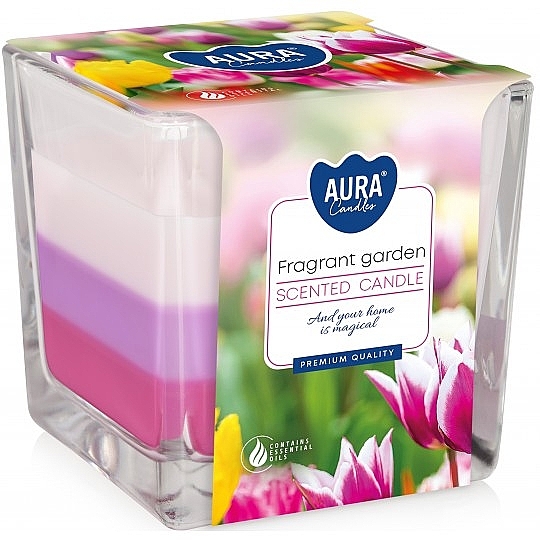 Свічка у квадратній склянці "Ароматний сад" - Bispol Aura Fragrant Garden Candles — фото N1