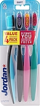 Духи, Парфюмерия, косметика Зубная щетка мягкая, 4 шт, черные + розовая + бирюзовая - Jordan Ultimate You Soft Toothbrush
