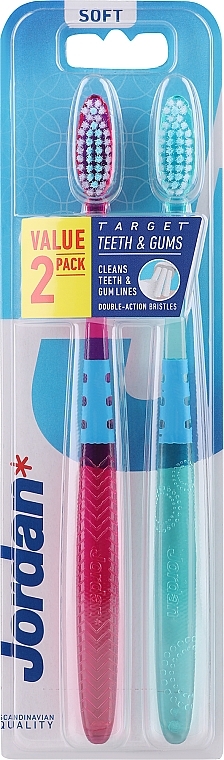 Зубна щітка м'яка, фіолетова + зелена - Jordan Target Teeth Toothbrush — фото N7