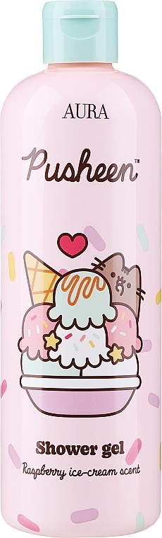 Гель для душа с ароматом малинового мороженного - Aura Cosmetics Pusheen Shower Gel Raspberry Ice-Cream Acent — фото N1