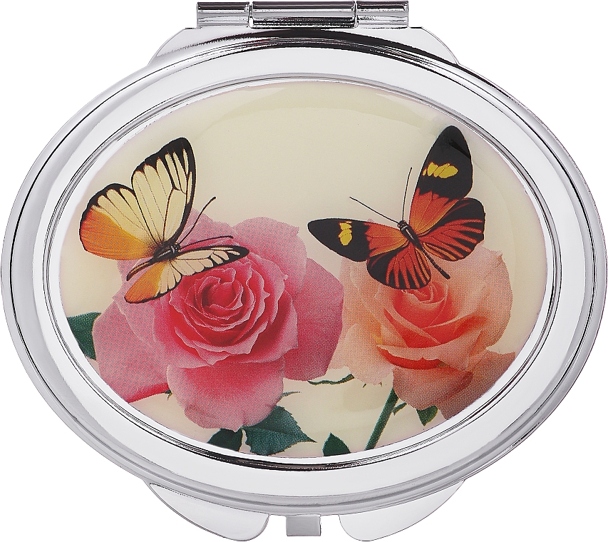 Зеркальце косметическое, "Бабочки", 85451, бабочки и роза - Top Choice — фото N1