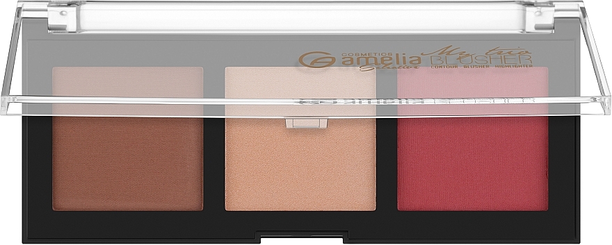 Палетка для макіяжу - Amelia Cosmetics Blusher & Highlighter Trio — фото N1