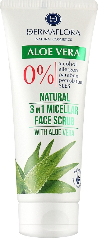 Міцелярний скраб для обличчя - Dermaflora Aloe Vera Natural 3 in 1 Micellar Face Scrub — фото N1