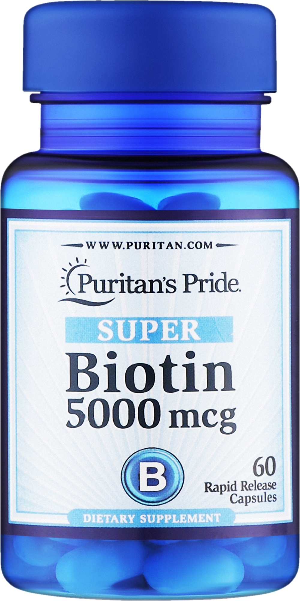 Диетическая добавка "Биотин", 5000 мг - Puritan's Pride Biotin Super — фото 60шт