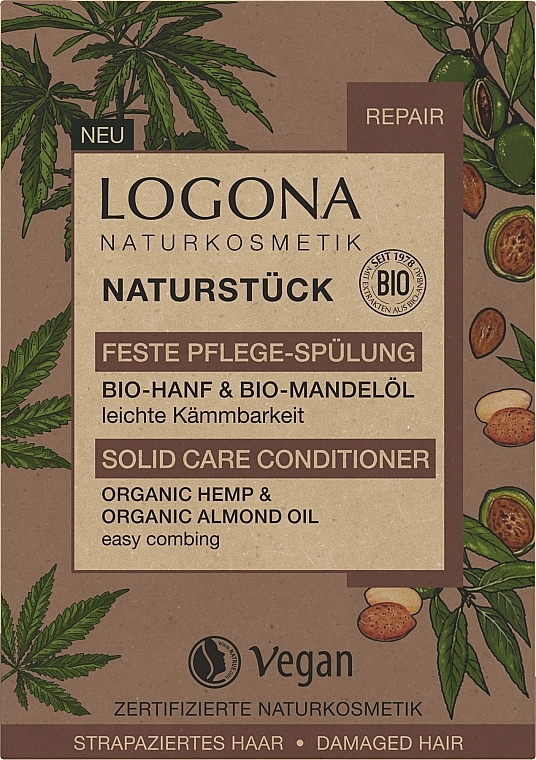 Твердый кондиционер "Конопляное и миндальное масло" - Logona Organic Hemp & Organic Almond Oil Solid Care Conditioner — фото N1