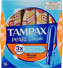 Тампони з аплікатором, 16шт - Tampax Compak Pearl Super Plus — фото N1