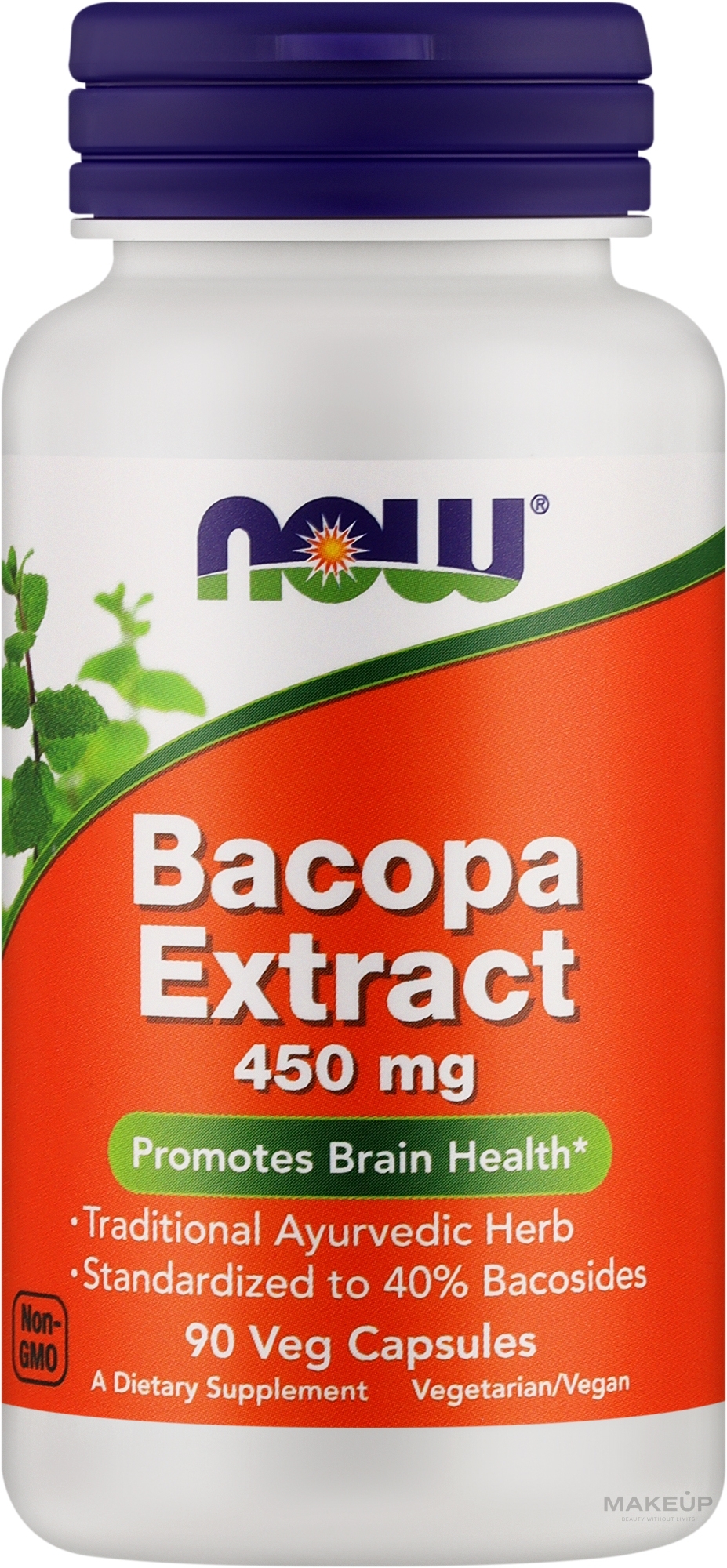 Харчова добавка "Бакопа екстракт", 450 мг - Now Foods Bacopa Extract — фото 90шт