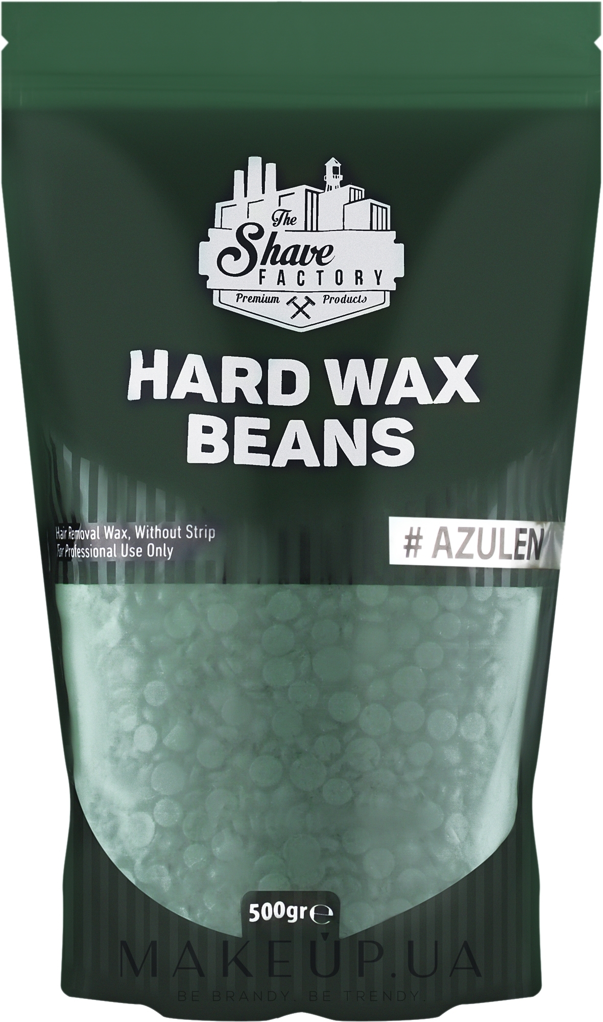 Віск для депіляції, зелений - The Shave Factory Hard Wax Beans Azulen — фото 500g