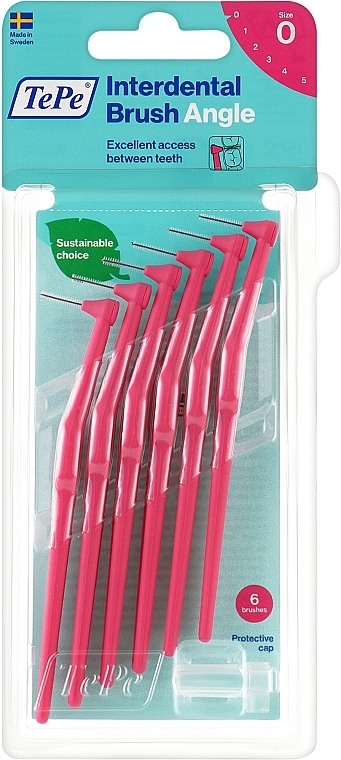 Межзубный ершик - TePe Interdental Brushes Angle Pink 0,4мм — фото N1