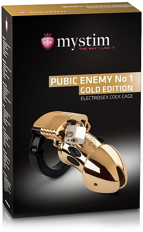 Пояс верности мужской, золотистый - Mystim Pubic Enemy No 1 Gold Edition — фото N4