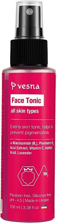 Тонік для обличчя з малиною та ніацинамідом - Vesna Youth Skin Care — фото N3