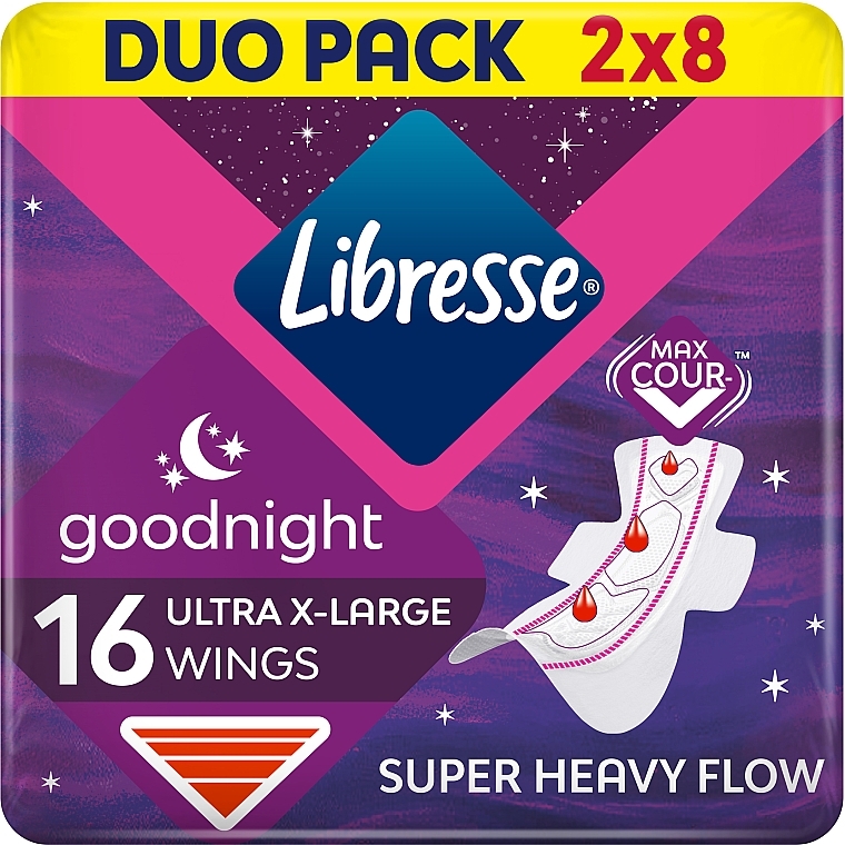 Прокладки гигиенические ночные с крылышками, 16 шт - Libresse Ultra Goodnight Extra Large — фото N1