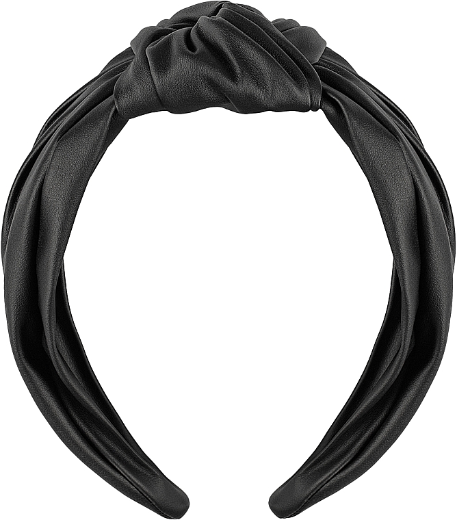 Ободок для волос, чёрный "Top Knot" - MAKEUP Hair Hoop Band Leather Black — фото N1