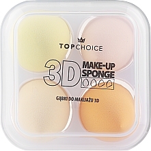 Спонж-блендер, 4 шт., рожевий, фіолетовий, жовтий, помаранчевий - Top Choice 3D Make-up Sponge — фото N2
