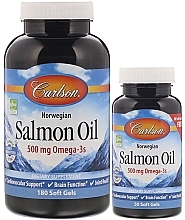 Парфумерія, косметика Набір "Лососева олія", капсули - Carlson Labs Norwegian Salmon Oil (capsule/180szt + capsule/50szt)
