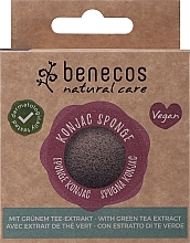 Парфумерія, косметика Спонж для вмивання "Зелений чай" - Benecos Natural Konjac Sponge Green Tea