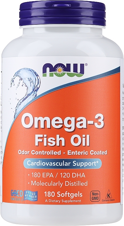 Капсулы "Омега-3" 1000 мг - Now Foods Omega-3 Molecularly Distilled 180 EPA/120 DHA — фото N5