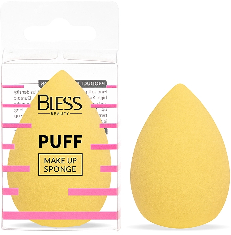 Спонж-крапля, жовтий - Bless Beauty PUFF Make Up Sponge — фото N1
