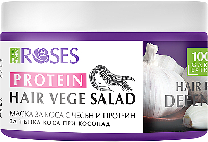 Восстанавливающая маска для тонких волос с чесноком и протеинами - Nature of Agiva Roses Protein Vege Salad Mask Hairfall Defense — фото N1