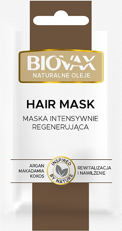 Маска для волосся "Натуральні олії" - L'biotica Biovax Natural Hair Mask Intensive Regenerat (сашет) — фото N1