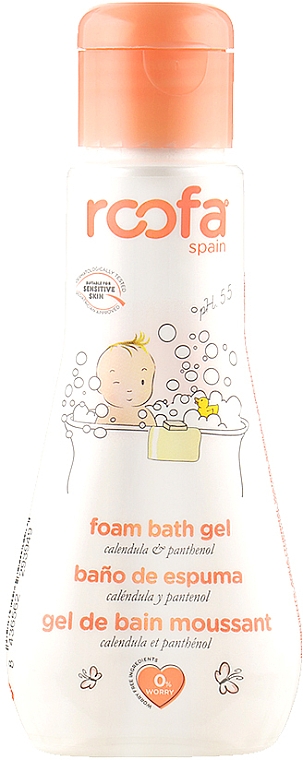 Гель-пенка для ванны с календулой и пантенолом для чувствительной кожи - Roofa Foam Bath Gel (мини)