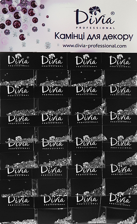 Камни для декора серебряные маленькие на планшете Di851 - Divia Professional — фото N1