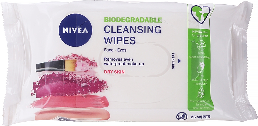 Заспокійливі біорозкладні серветки для зняття макіяжу - NIVEA Biodegradable Cleansing Wipes 3in1 — фото N1