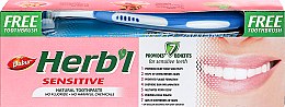 Духи, Парфюмерия, косметика Набор "Sensitive", голубая - Dabur Herb`l (toothbrush/1шт + toothpaste/150g)