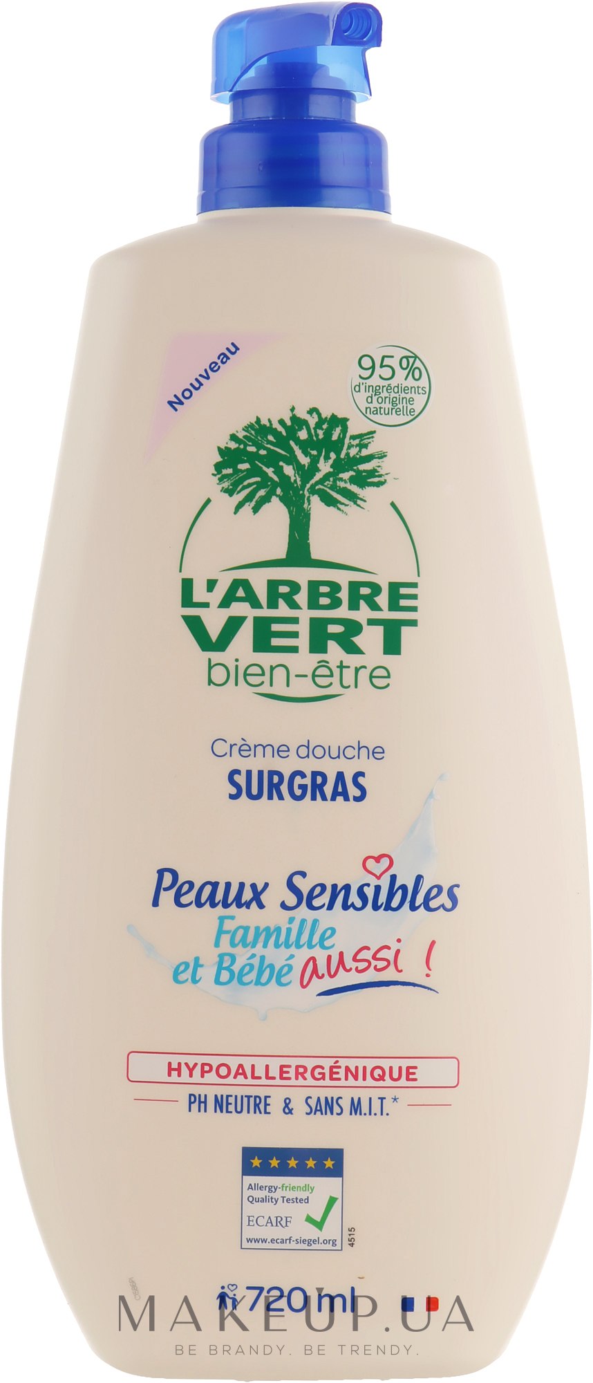Крем-гель для душа для чувствительной кожи - L'Arbre Vert Family & Baby Sensitive Shower Gel — фото 720ml