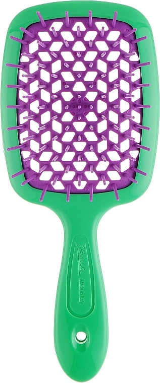 Щітка для волосся, салатова/фуксія - Janeke Superbrush With Soft Moulded Tips — фото N1
