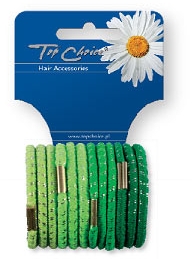 Резинки для волос блестящие 12 шт, зеленые, 21329 - Top Choice — фото N1