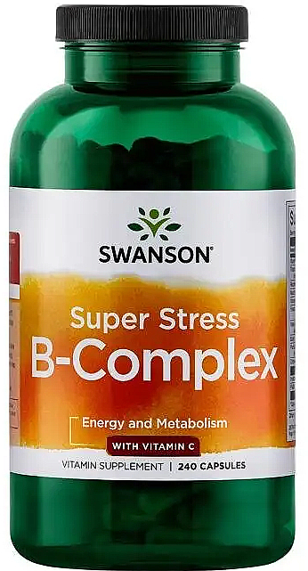 Харчова добавка "В-комплекс&вітамін С", 240 капсул - Swanson Super Stress B-Complex With Vitamin C — фото N1