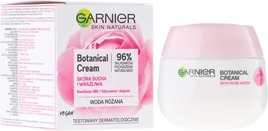 Крем для сухой и чувствительной кожи лица с розовой водой - Garnier Skin Naturals Botanical Rose Water — фото N1