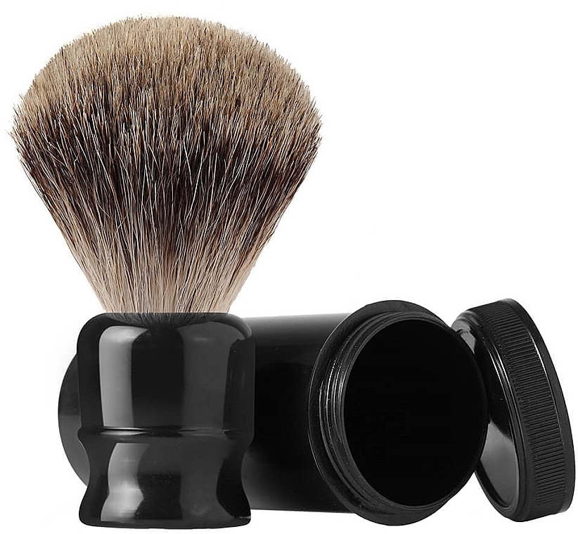 Помазок для гоління, щетина борсука - Mondial Best Badger Travel Shaving Brush Black — фото N1