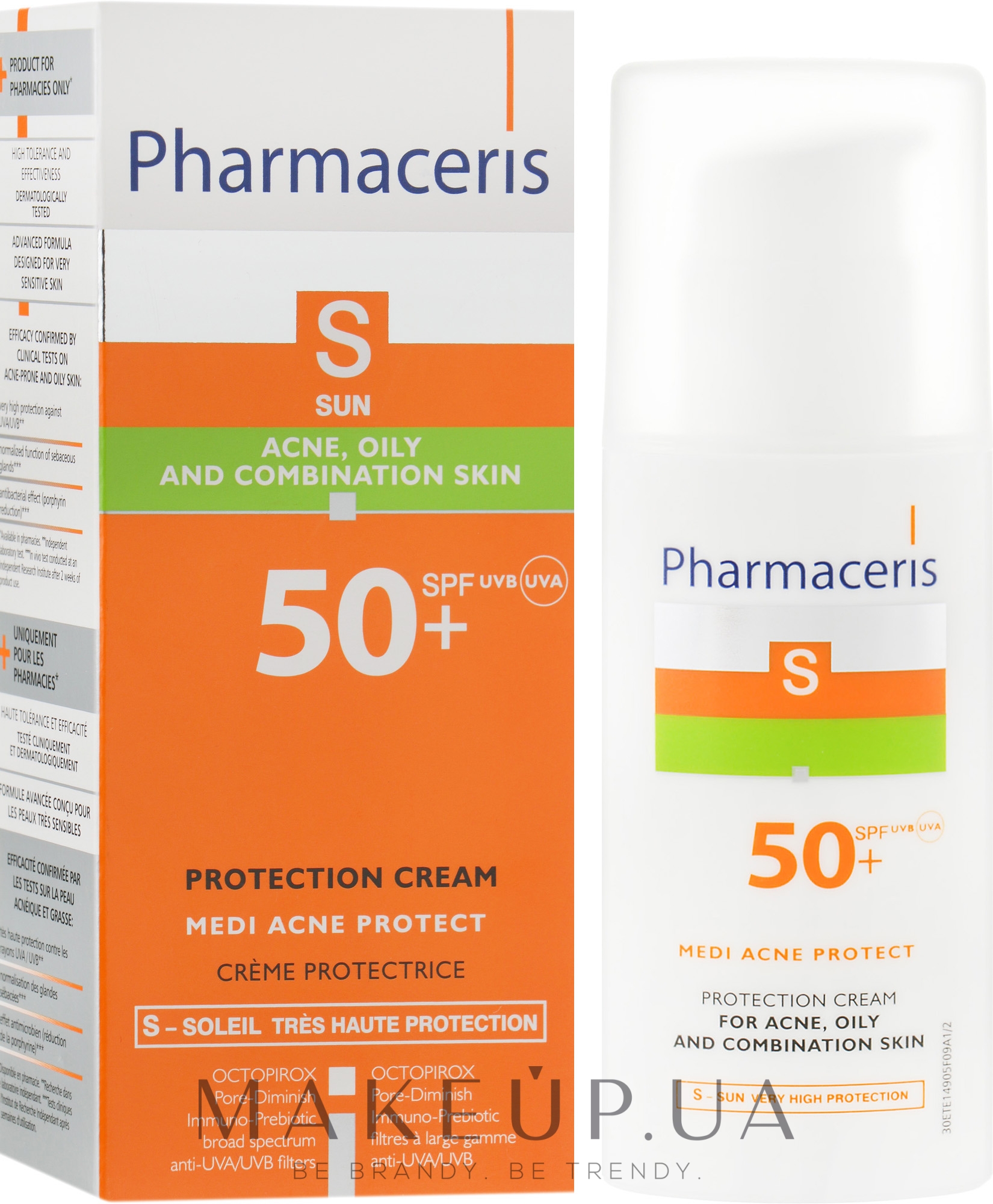 Солнцезащитный крем для кожи с акне - Pharmaceris S Medi Acne Protect Cream SPF50 — фото 50ml