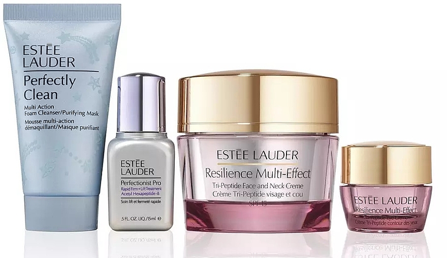 Набор - Estee Lauder Resilience Moisturizer Holiday Skincare Set (clean/30ml + treatment/15ml + f/cr/50ml + eye/cr/5ml) — фото N2