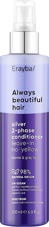 2-фазний кондиціонер проти жовтизни волосся - Erayba ABH Silver 2-Phase Conditioner Leave-in No-yellow — фото N1