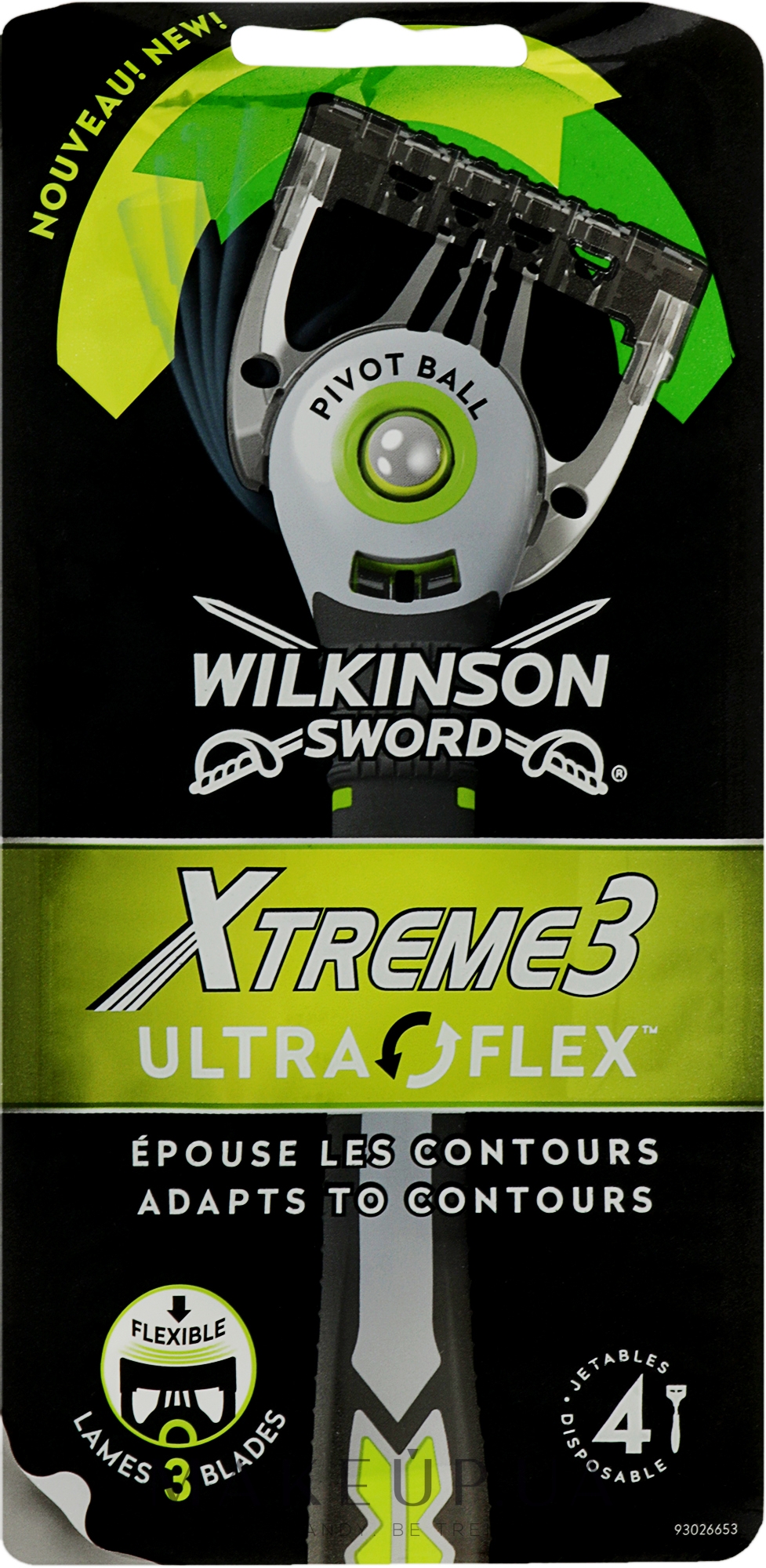 Одноразові станки для гоління, 4 шт. - Wilkinson Sword Xtreme 3 Ultra Flex — фото 4шт