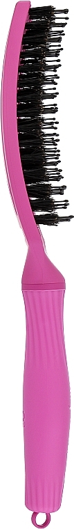 Щетка для волос изогнутая продувная, розовая - Olivia Garden Fingerbrush Think Pink 2022 Bright Pink — фото N2