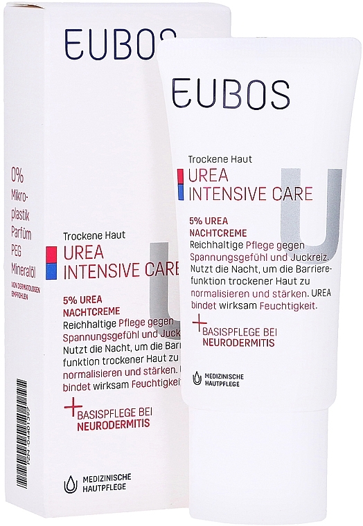 Нічний крем із 5% сечовиною для сухої шкіри - Eubos Med Urea Intensive Care 5% Urea Night Cream — фото N1