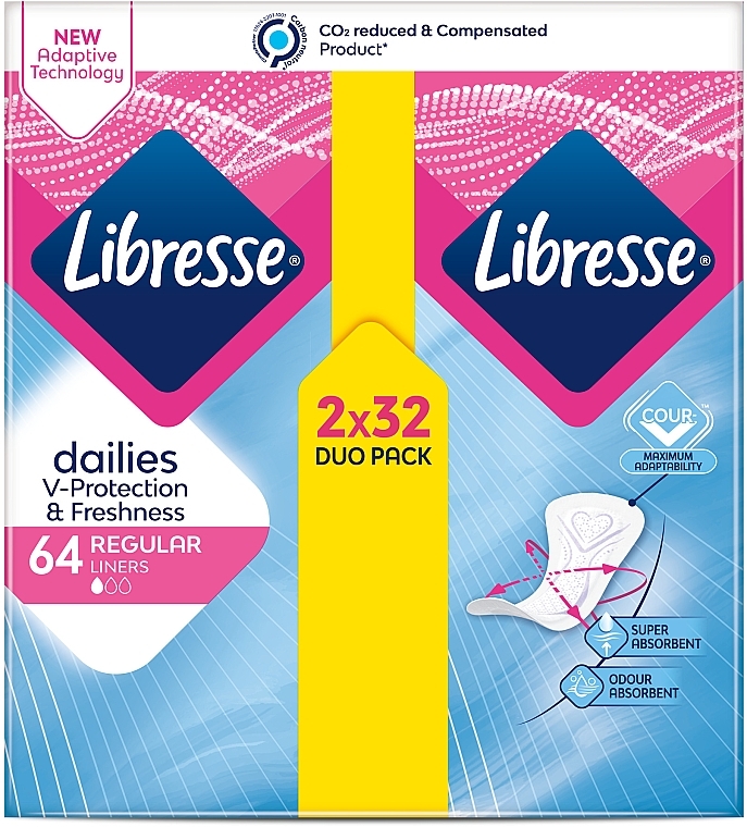 Щоденні прокладки, 64 шт. - Libresse Dailies Protect Regular Liners — фото N1