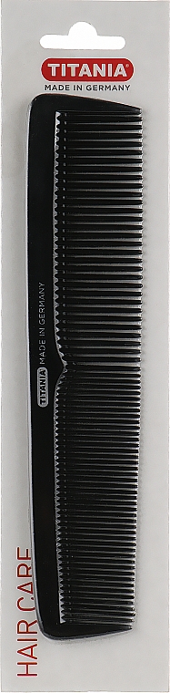 Расческа пластиковая комбинированная 19.5 см, черная - Titania — фото N1